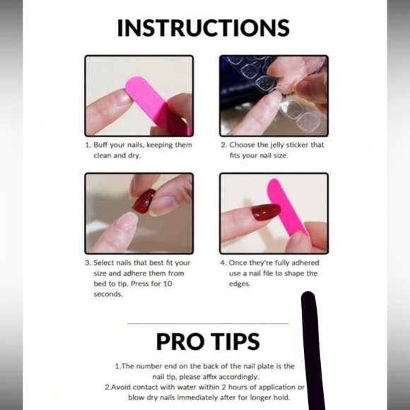 Almond Shaped ManicurePress on Nails Coffee-Color Striped Tips, Glue & Nail File - Picture 6 of 7